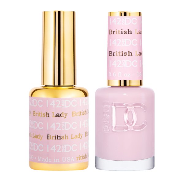 DND Gel Polish Set - 1 each of Pink Gel Polish and Pink Nail Polish, 142 British Lady, 0.5 Fl Oz