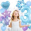 Snowflake Decorations 3rd Birthday Decorations for Girl, 40 Inch Light Blue Number 3 Balloon Blue and Purple Party Decorations for 3 Birthday Decor Supplies