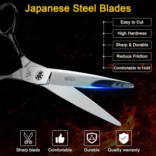 Sirabe HIGH-END Professional Hair Scissors, Ultra Sharp Blades for Precise Cutting, Hair Cutting Scissors Barber Shears Haircut Scissors, Made of 440C Stainless Steel for Salon Hairdressing