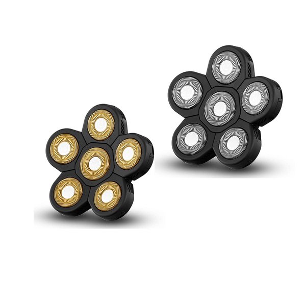Roziapro Upgrade 6D Electric Shaver Replacement Head Freedom Head Shaver Replacement Blades Head Shavers for Bald Men Replaceable Head Waterproof Blades for Men Replacement Blade Head (Gold & Grey)