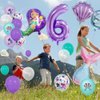 Mermaid Balloons Huge Number Balloons Printed Confetti Latex Marine Balloons for Mermaid 7th Birthday Party Decoration Supplies