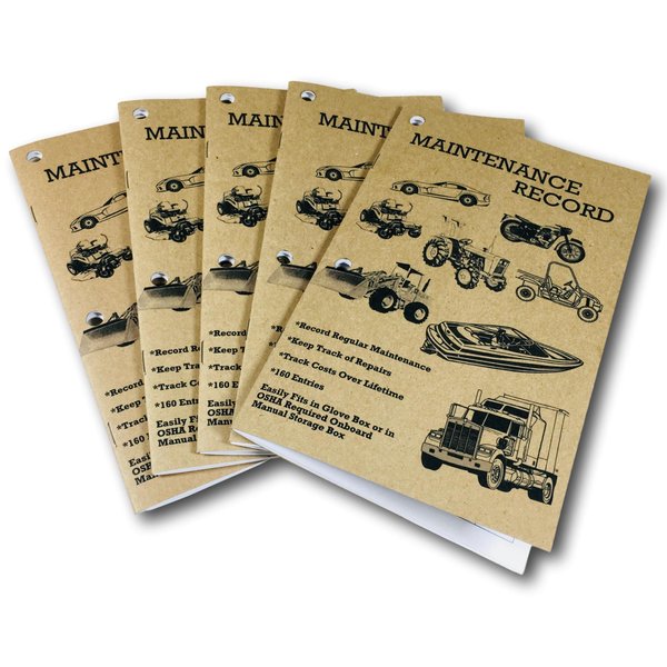 Peaceful Creek Manuals Maintenance Record, Service Repair Log Book, 5pk.: Automotive, Recreational Vehicle, Construction Equipment, Tractor, Truck, Boat, Auto, OSHA Approved (5)
