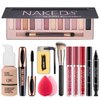 All in One Makeup Kit, 12 Colors Eyeshadow Palette, Beige Foundation, Lipstick Set, Eyebrow Soap, Eyeliner Stamp, Waterproof Mascara, Makeup Brush, Makeup Sponge, Gift Set for Women, Girls & Teens