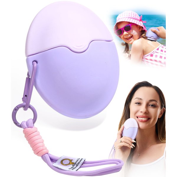 Sunscreen Applicator for Kids - BPA Free Refillable Roll on Sponge Sunscreen, Suncream & Sun Lotion Applicator For Kids, Adults & Families - Holds 1.9fl oz, Perfect Size for Travel (Purple)