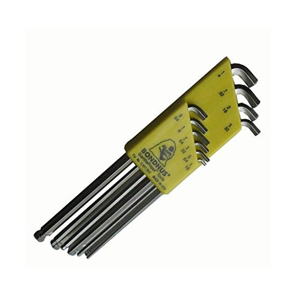 Bondhus 16738 10 PC Stubby Ball End Tip Hex Key L-Wrench Set w/BriteGuard