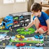 NIPLOOOW Toddler Boys Toys for 3 4 5 6 Years Old, Truck Vehicle Toy Set with Play Mat, Die-Cast Toy Car Carrier Truck for Boys Kids, Birthday Gifts Toys for 3 4 5 6 7 8+ Year Old Boys