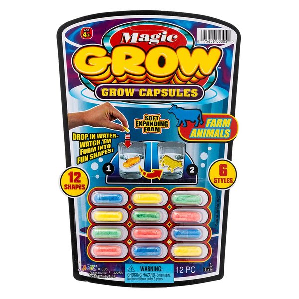 JA-RU Magic Grow Capsules (12 Capsules/Assorted Style) Best Growing Animals Assorted Style Capsules Bath Toys for Kids. 305-1H
