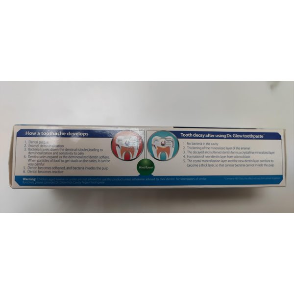 Dr. Glow Adult Cavity Repair Toothpaste, Hydroxyapatite Toothpaste Fluoride Free, Home Cavity Repair Remineralizing Toothpaste for Enamel Repair, Tooth Decay Repair Toothpaste for Stain Removal 2Tubes