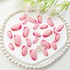Acrylic Press on Nails Short Oval Rose Red and Orange French Tip Fake Nails Press ons Light Pink Full Cover Stick on Nails Glossy Artificial False Nails for Girls 24Pcs
