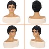 Short Pixie Cut Wigs For Black Women Mommy Wig Brazilian Human Hair Wigs Finger Ocean Wave Wig Remy Human Hair Wig For Party (Nature Black Pixie Cut Wigs S16)