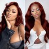 Lace Front Wigs for Black Women Human Hair Reddish Brown Body Wave Wigs 13X4 HD Transparent Lace Front Wig 180% Density Brazilian Virgin 12A Human Hair Wig Pre Plucked with Baby Hair Glueless Wigs 26"