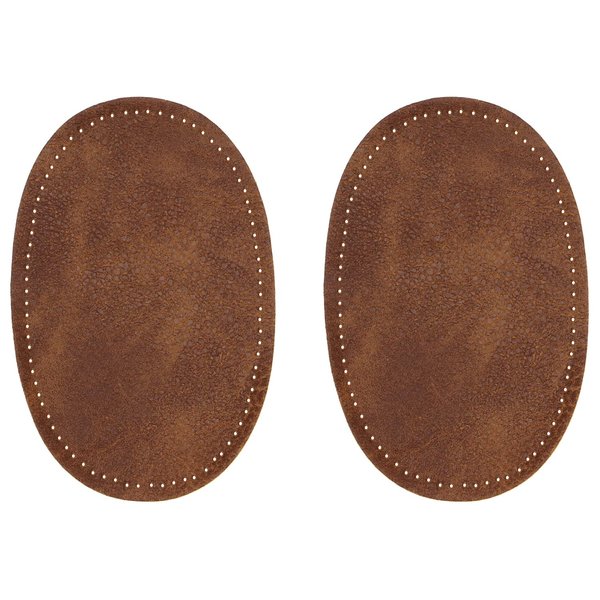 ZUPAYIPA 2Pcs Sew-On Fabric Oval Elbow Knee Patches Sweater Trousers Repair Patches Craft Supply Sewing Appliques (Pu Leather，Coffee)