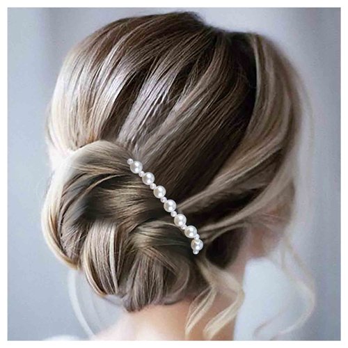 Andelaisi Boho Pearl Hair Comb Gold Pearl Wedding Hair Comb Barrettes Vintage Pearl Hair Comb Headpiece Pearl Headpiece Comb Decorative Headwear Pearl Bride Hair Accessories(Style A)