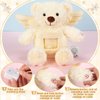 Leyndo Angel Remembrance Bear Plush Stuffed Animal with Recorder 12 Inch Voice Recording Dolls with a Picture Frame Memorial Toy for Family Baby Shower Birthday Party Gifts(Cream)