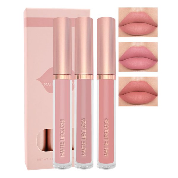 3Pcs Matte Liquid Lipstick Set, High Pigmented Lip Stain Tint, Long Lasting 24H Red Lipstick Waterproof Non-Stick Cup Velvet Lip Gloss, Smudge Proof Not Fade Lip Blam Makeup Gift Box for Women - SET A