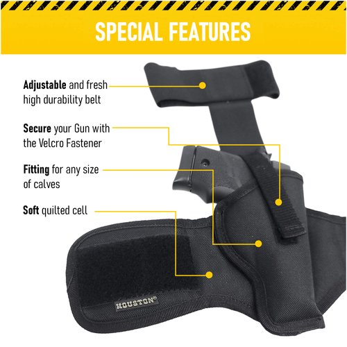 Ankle Concealed Carry Gun Holster - by Houston - Fits: Glock 42, Bersa 380, Ruger LC9, Diamond Back 9mm, Sig Sauer P238 P938, 1911 3", SCCY, Kahr 9 - Concealed and Comfortable to use (68D) (Left)