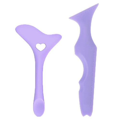 YRAKOZIN Multifunctional Eyeliner Stencils [2 PCS], Eye Makeup Tool Set[Wing Eyeliner Aid + Silicone Beauty Ruler] as Eyelash Shield/Eyebrow Shaping/Jaw Line/Lip Line for Beginners (Purple)