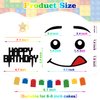 Building Blocks Cake Topper,Star Flag Banners Bunting Banner Cake Toppers 3D Print Birthday Cake Topper Character Face Design Party Supplies Decorations for Boys Girls