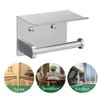 VAEHOLD Self Adhesive Toilet Paper Holder with Phone Shelf SUS304 Stainless Steel Wall Mounted Toilet Paper Roll Holder - Rustproof and Bathroom Washroom Tissue Roll Holder with Storage Shelf - Silver