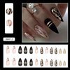 Press on Nails Pointed Medium Length, 24Pcs Full Cover Reusable Glossy False Nails Kit, Artificial Fingernails Acrylic Fake Nails for Women, Stick on Nails with Designs, Glue on Nails Almond Shape
