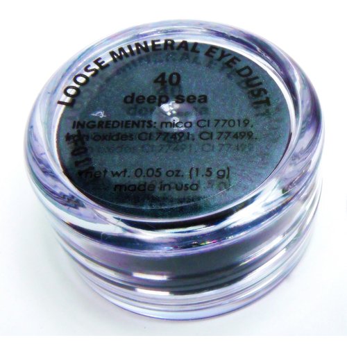 Pure Ziva Deep Sea Blue Green Glitter Single Loose Mineral Powder Eyeshadow; Vegan, Talc & Paraben Free