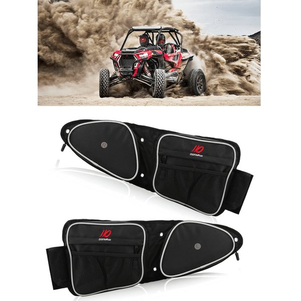 ZIDIYORUO Side Door Bag for RZR, Accessories Door Storage Bag, A pair Front Door Bags, Provide Extra Storage, With Knee Pad and Cup Holder, Compatible With 2014-2021 Polaris RZR XP Turbo Turbo S 10