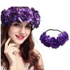 DNHCLL Rose Flower Crown Fake Flower Crowns Headbands For Women Girl Rose Floral Head Piece Hair Crown Pet Headband Flower Wreath (Purple)