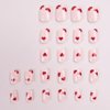 24Pcs Valentine's Day French Tips Press on Nails Short Square Fake Nails with Red Heart Design valentines Glue on Nails Full Cover valentines Nails for Women valentines Nail Art Decoration