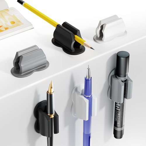 6 Pack Upgraded Pen Holder, Adhesive Pencil Pen Holder for Desk & Wall, Marker Holder, Pen Holder for Clipboard, Teacher Supplies for Classroom kids Desk Cord Organizer Accessories Cable Clips Holder