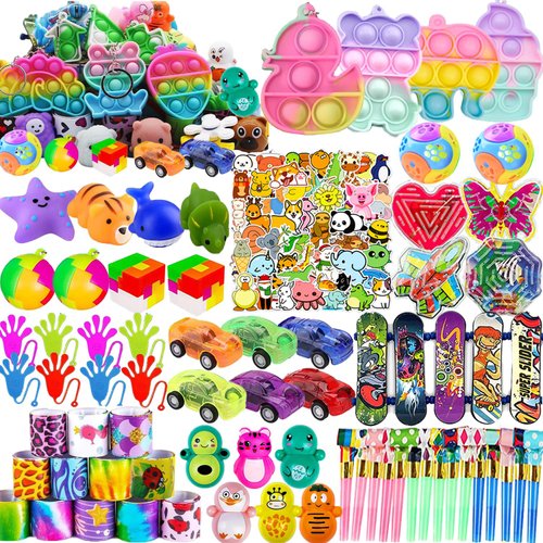 118 Pcs Party Favors for Kids, Pop Fidget Treasure Box Toys for Classroom, Prizes for Kids Classroom, Goodie Bag Stuffers, Pinata Stuffers Filler, Carnival Prizes Birthday Return Gifts for Kids 4-8-12