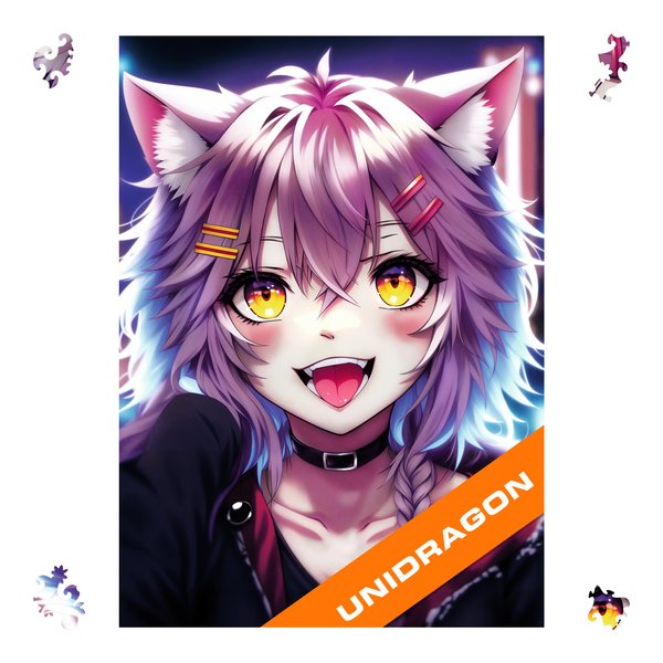 UNIDRAGON Original Wooden Puzzles for Adults - Pop Art Neko Chan 250 Pieces (32 x 23 cm), Beautiful Gift Box, Unique Shape Best Gift for Adults and Children