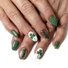 St Patrick’s Day Press on Nails Short Medium Almond, Shamrock False Nails with Glitter Designs Emerald Green Fake Nails Full Cover Glue on Nails Reusable Artificial Nails for Women and Girls 24Pcs