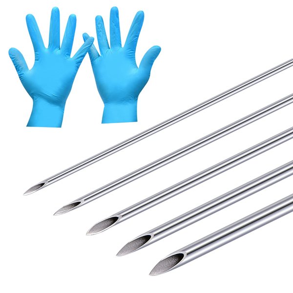 JIESIBAO 25PCS Mixed Piercing Needles, 12G 14G 16G 18G 20G Disposable Sterile Stainless Steel Hollow Piercing Needles for Ear Nose Septum Belly Tongue Eyebrow Nipple Lip Piercing