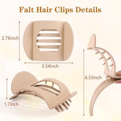 6 PCS Hair Clips, Square Flat Hair Claws, Secure Hold Inner Teeth Hair Claw Clips, Strong Hold Side Hair Clamps For Thick Thin Hair, Medium Classic Hair Barrettes for Styling Sectioning