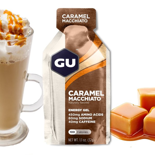 GU Energy Original Sports Nutrition Energy Gel, Caramel Macchiato, 8 Count