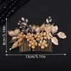 Teyglen Gold Flower Wedding Hair Comb Leaf Bridal Headpiece Bride Leaf Hair Comb Rhinestone Hair Accessories for Women Girls