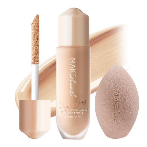 MAKEHEAL 1.P.L AMPOULE GLOW FOUNDATION dewy glowy finish, liquid foundation with wand, all day coverage, blendable, 28g 0.99 fl Oz [23-N REV LIGHT]