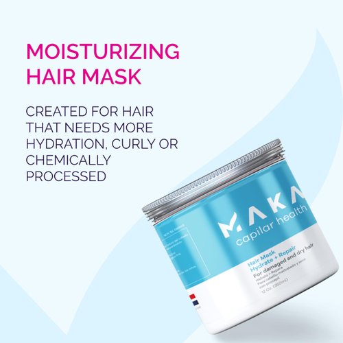 Maka Capillary Health Moisturizing Hair Mask for Repairing Damaged and Dry Hair, 12 Fl oz.