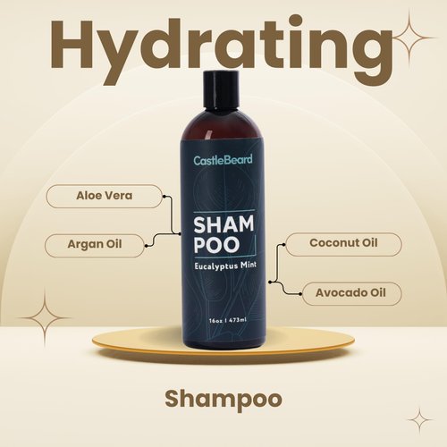 Castlebeard Soft Silky Hydrating Hair Shampoo Deep Cleansing, Purifying Shampoo | Aloe Vera, Argan Oil, Moisturizing Coconut Oil 16oz