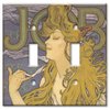 Art Plates - Double Gang Toggle Decorative Metal Wall Plate - Mucha: Job - (Made in USA)