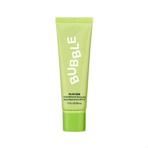 Bubble Skincare Plus One Daily Mineral Face Sunscreen Broad Spectrum SPF 40 - Tinted Sunscreen with Zinc Oxide & Omega 3 Fatty Acids - Hydrating & Blurring Tinted Sunscreen for All Skin Types (50ml)