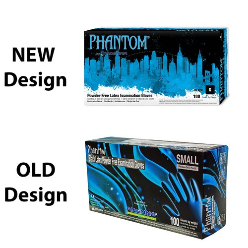 Adenna PHM912 Phantom 6 Mil Powder-Free Latex Gloves, Medical Grade, Black, Small, Box of 100