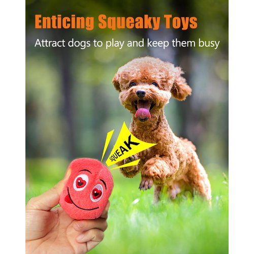 Squeaky Dog Toys, Stuffed Plush Puppy Toy Balls to Keep Them Busy, (12 Pack) Interactive Funny Pet Ball with Squeaker for Puppies Small Breed Dogs