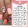 Summer Coconut Tree Nail Stickers Palm Tree Leaf Designer Nail Decals for Summer Nails Art Decorations Supplies 3D Self-Adhesive Black Gray Tropical Style Summer Nail Art Stickers for Women, 6Sheets