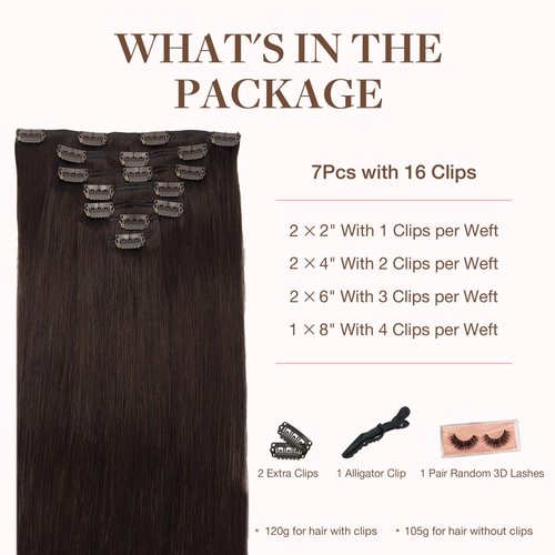 GOO GOO Clip in Hair Extensions Real Human Hair, 24inch 120g 7Pcs, 4/26/4 Balayage Chocolate Brown to Honey Blonde, Remy Human Hair Extensions Clip ins for Women, Natural Human Hair