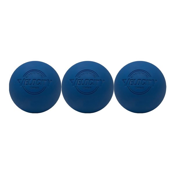 Velocity Massage Lacrosse Ball for Muscle Knots, Myofascial Release, Yoga & Trigger Point Therapy - Firm Rubber Scientifically Designed for Durability and Reliability - Royal Blue, 3-Pack