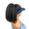 VAVANGA Hat Wig for Black Women - Black Hair with Hat Ponytail Wig Hat Navy Blue Baseball Cap Attached Hair Afro Kinky Yaki Hair Extensions Hat Wigs for Women(Navy Blue, LD0315)