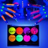 Glow UV Blacklight Face Paint Kit,Fluorescent Colors Body Face Paint Painting 8 Colors Bright Palette，Water Activated Makeup Eyeliner ,Halloween Party Washable for Kids Adult Body Paint Supplies