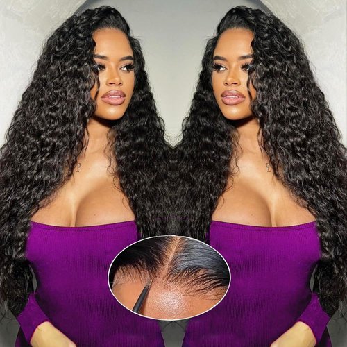 Wear And Go Glueless Wigs Human Hair Water Wave Lace Front Wigs Human Hair Pre Plucked Glueless Wigs Human Hair 13x4 HD Lace Front Wigs Human Hair 180 Density Water Wave Lace Frontal Wigs 26inch