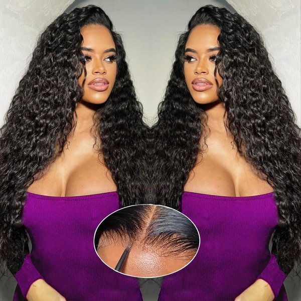 Wear And Go Glueless Wigs Human Hair Water Wave Lace Front Wigs Human Hair Pre Plucked Glueless Wigs Human Hair 13x4 HD Lace Front Wigs Human Hair 180 Density Water Wave Lace Frontal Wigs 26inch